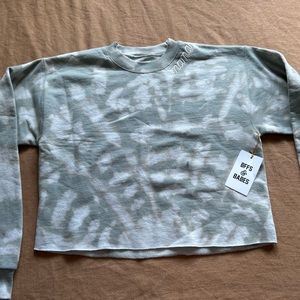 NWT BFFS & BABES MOSS MOVES <3 Tie-Dye Cropped Raw Hem Sweatshirt size 0